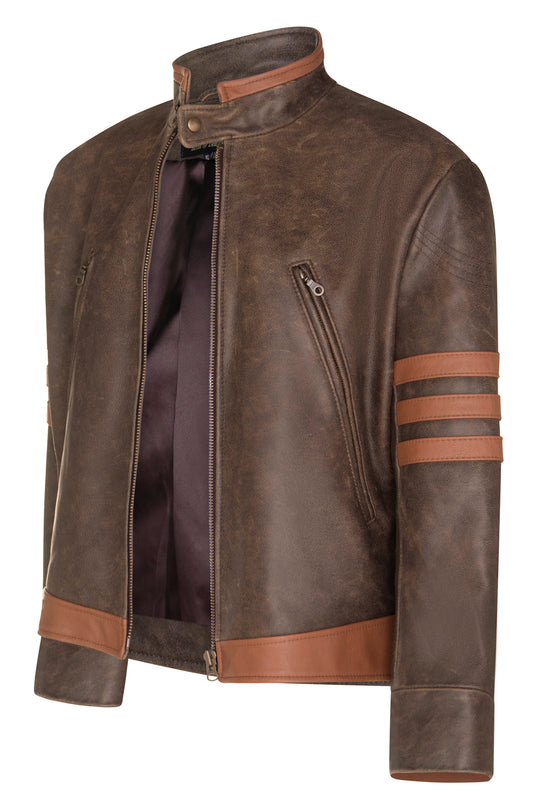 CUSTOM MADE X-Men Origins Wolverine Style Leather Jacket as worn by Hugh Jackman