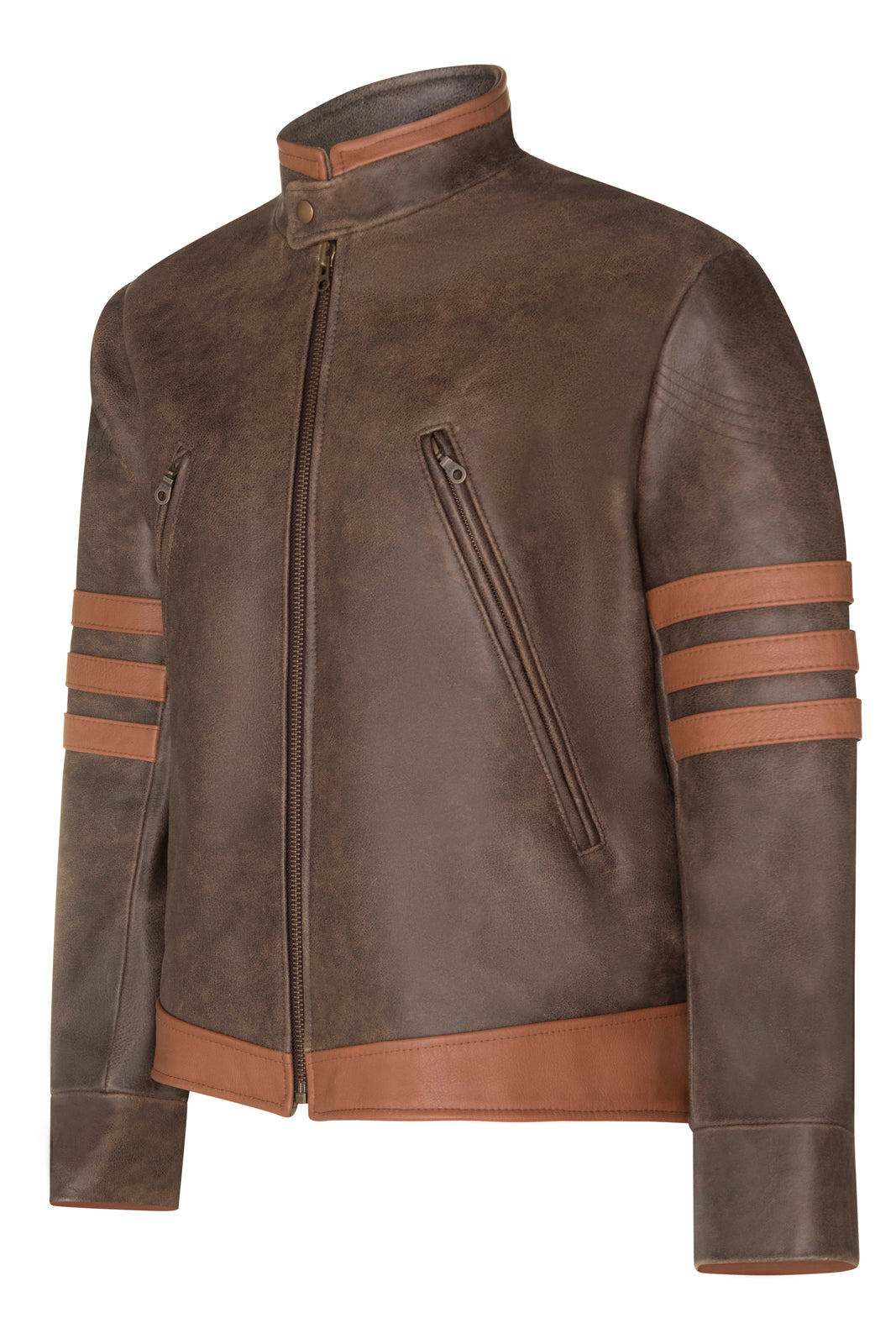 CUSTOM MADE X-Men Origins Wolverine Style Leather Jacket as worn by Hu Wested Leather Co CUSTOM MADE X-Men Origins Wolverine Style Leather Jacket as worn by Hu Wested Leather Co