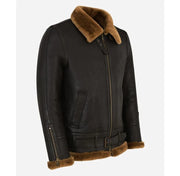 Mens Belted B3 Sheepskin Jacket Brown & Ginger - NV47