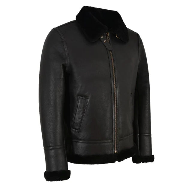 B3 Memphis Belle Sheepskin Flying Jacket Black & Black - NV65