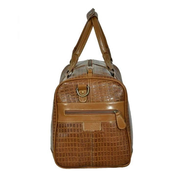 CROC PRINT LEATHER HOLDALL BAG WEEKEND BAG DUFFEL TRAVEL BAG