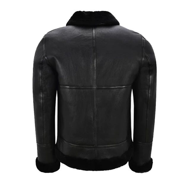 Mens Belted B3 Sheepskin Jacket Black & Black - NV47