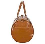 Leather Holdall Round Travel Bag In Tan