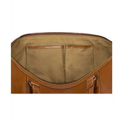 Leather Holdall Round Travel Bag In Tan