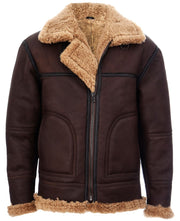 Mens Vintage Brown  Sheepskin  Flying  Jacket (ED)