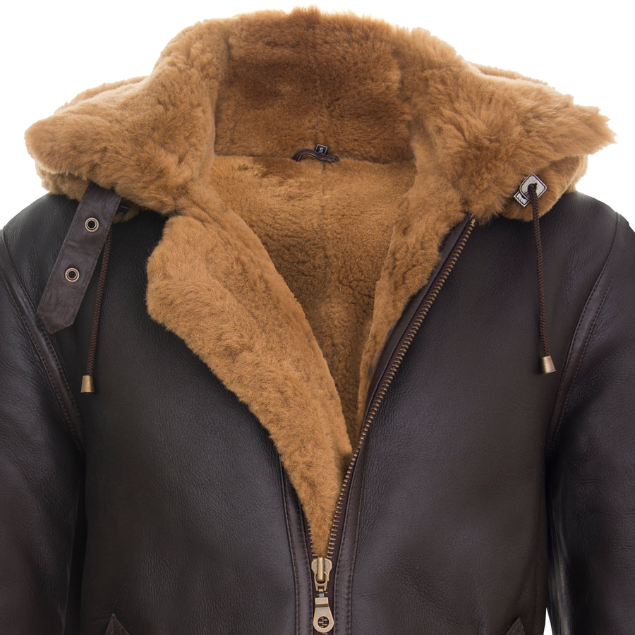 B3 Sheepskin With Detachable Hood Brown & Ginger