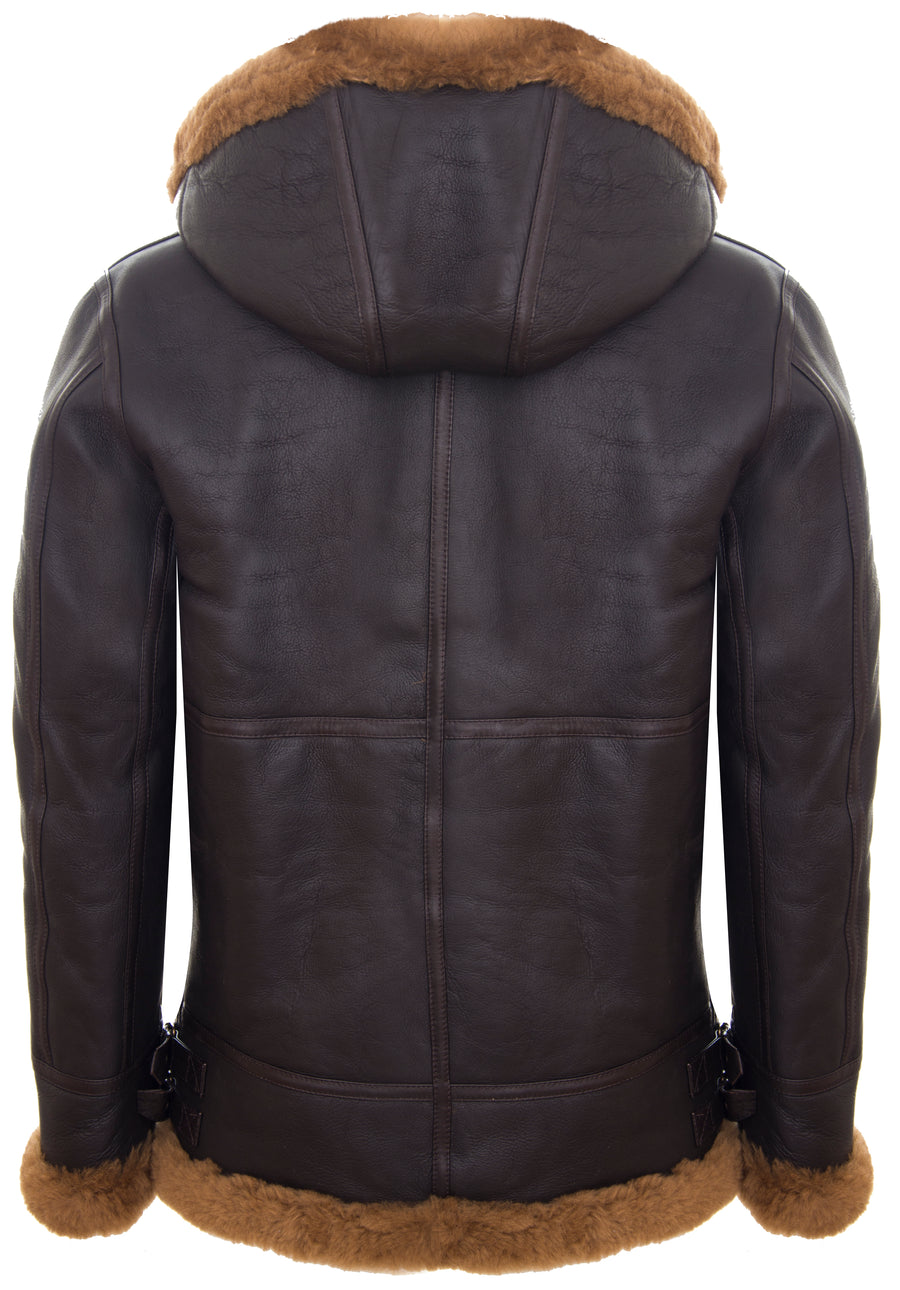 B3 Sheepskin With Detachable Hood Brown & Ginger