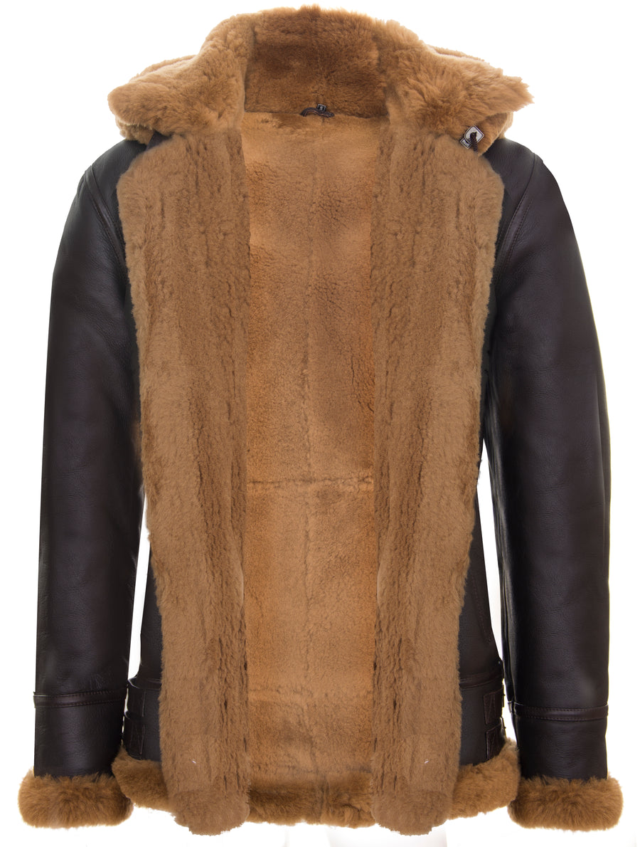 B3 Sheepskin With Detachable Hood Brown & Ginger