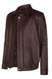 Blouson Bomber Jacket in Brown Lambskin - Style SR6011