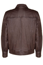 Blouson Bomber Jacket in Brown Lambskin - Style SR6011