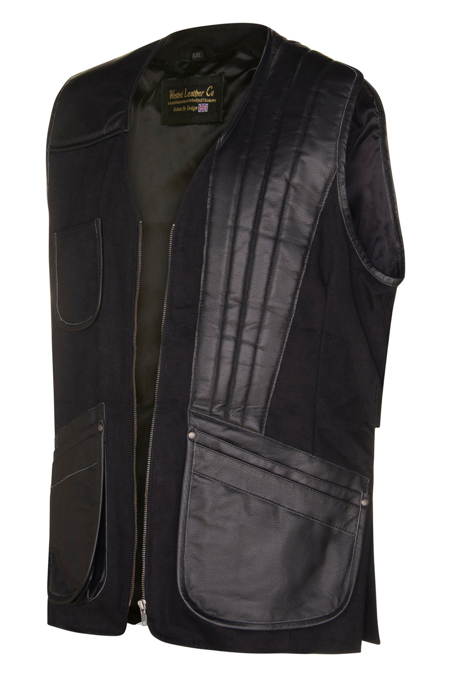 Left Handed Skeet/Shooting Vest in Black Hide With Cotton Aspects