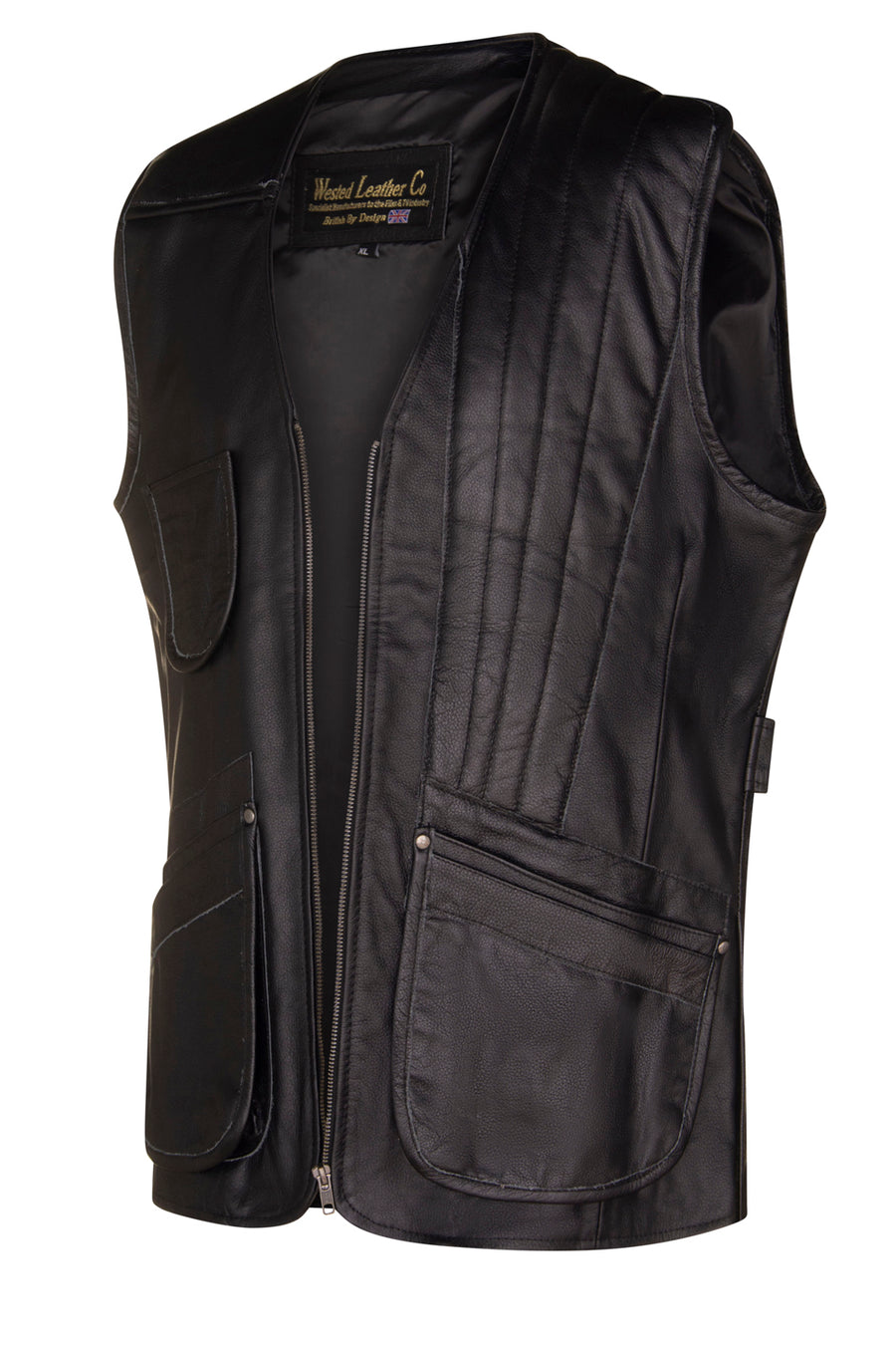 Left Handed Skeet/Shooting Vest in Full BLACK Cow Hide