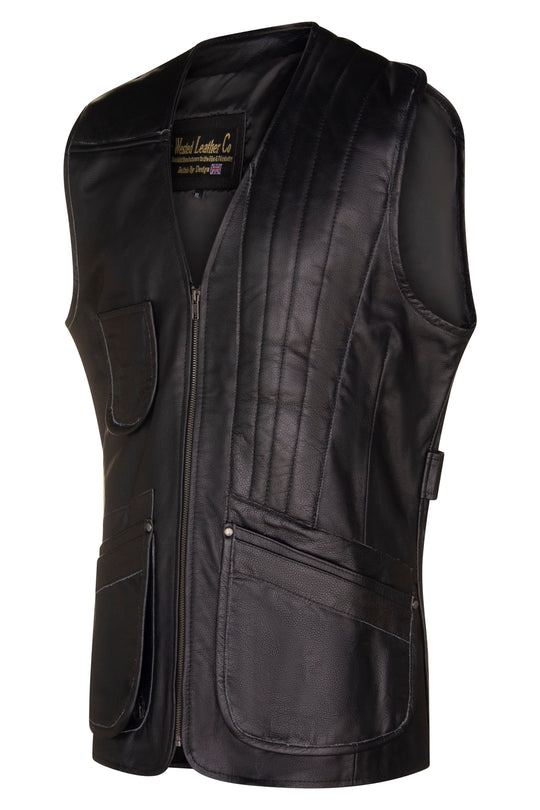 Left Handed Skeet/Shooting Vest in Full BLACK Cow Hide