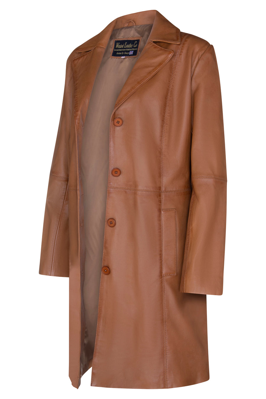 LADIES Tan ¾ LEATHER COAT CLASSIC 3/4 KNEE-LENGTH