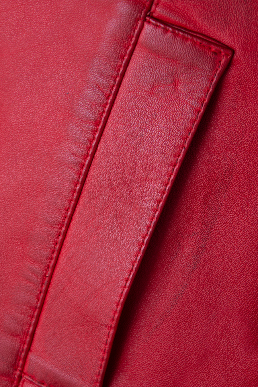 LADIES Red ¾ LEATHER COAT CLASSIC 3/4 KNEE-LENGTH