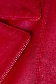 LADIES Red ¾ LEATHER COAT CLASSIC 3/4 KNEE-LENGTH