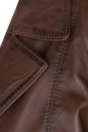 LADIES Brown ¾ LEATHER COAT CLASSIC 3/4 KNEE-LENGTH