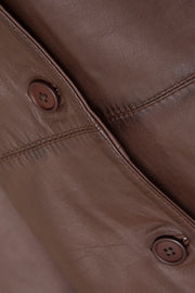 LADIES Brown ¾ LEATHER COAT CLASSIC 3/4 KNEE-LENGTH