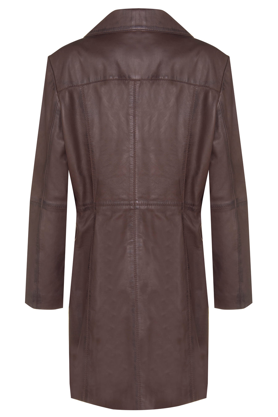 LADIES Brown ¾ LEATHER COAT CLASSIC 3/4 KNEE-LENGTH