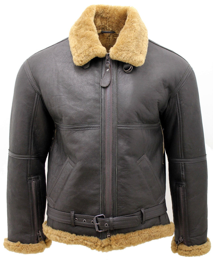 Pilot RAF B3 Sheepskin Jacket Brown / Ginger (Belted)