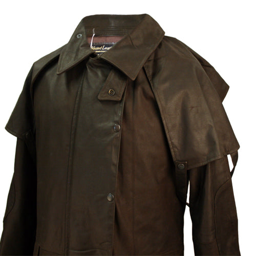 Australian Full Length Duster Outback Coat in Nubuck Cowhide Leather