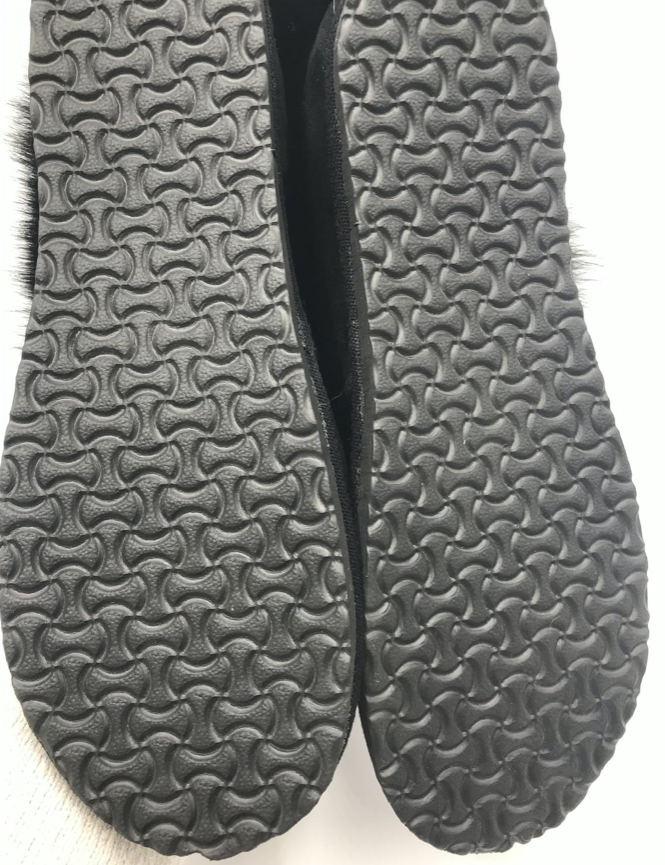 Black / Grey Sheepskin Slippers