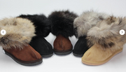 Black / Grey Sheepskin Slippers