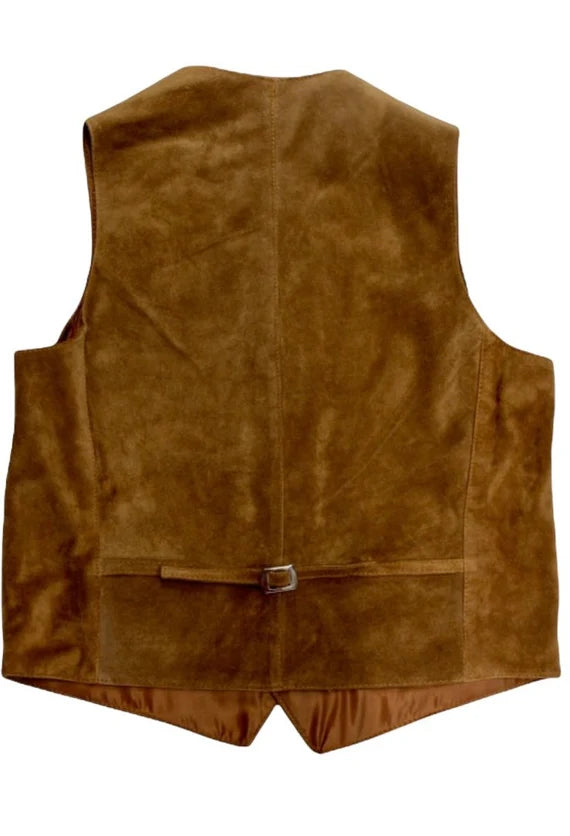 Mens Smart Casual Waistcoat in Tan Suede