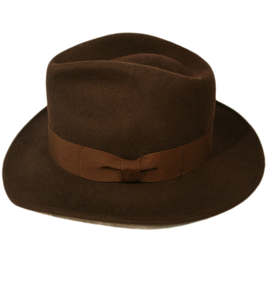 Indiana Jones Style 100% Felt Cotton Fedora Hat with Ribbon Band