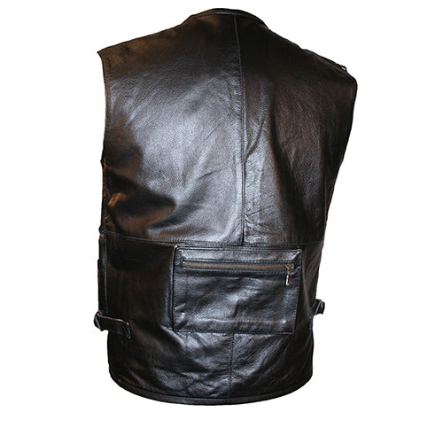 Multi-Pocket Leather Waistcoat for Biking, Hiking, Fishing and many more