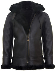 B3 Sheepskin With Detachable Hood Black & Black