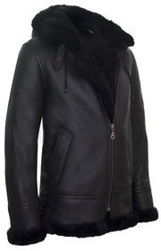 B3 Sheepskin With Detachable Hood Black & Black