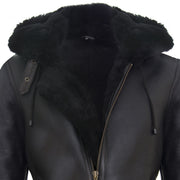 B3 Sheepskin With Detachable Hood Black & Black