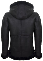 B3 Sheepskin With Detachable Hood Black & Black