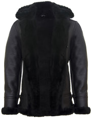 B3 Sheepskin With Detachable Hood Black & Black