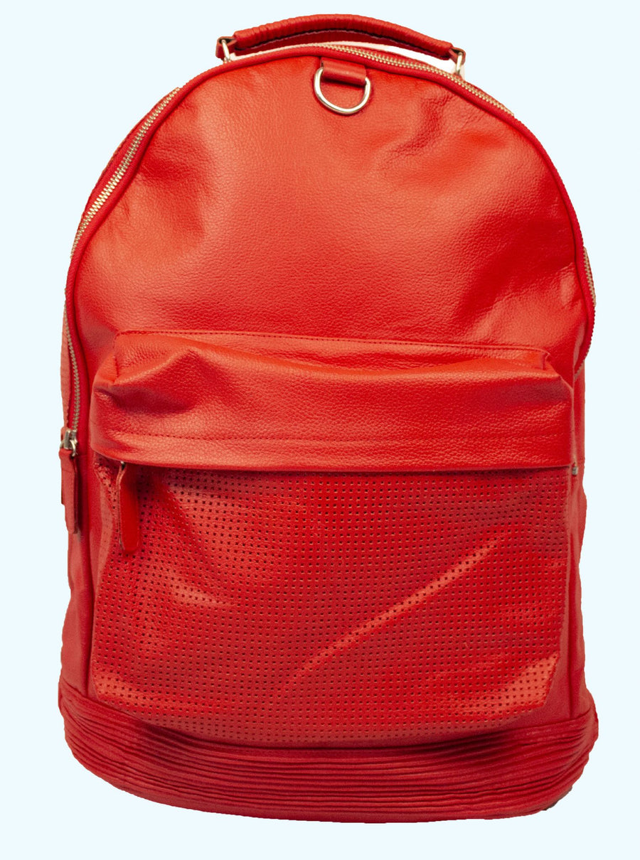 LARGE BRIGHT RED BACKPACK COWHIDE STYLISH DUFFLE TRAVEL GYM REAL GENUINE LEATHER BAG