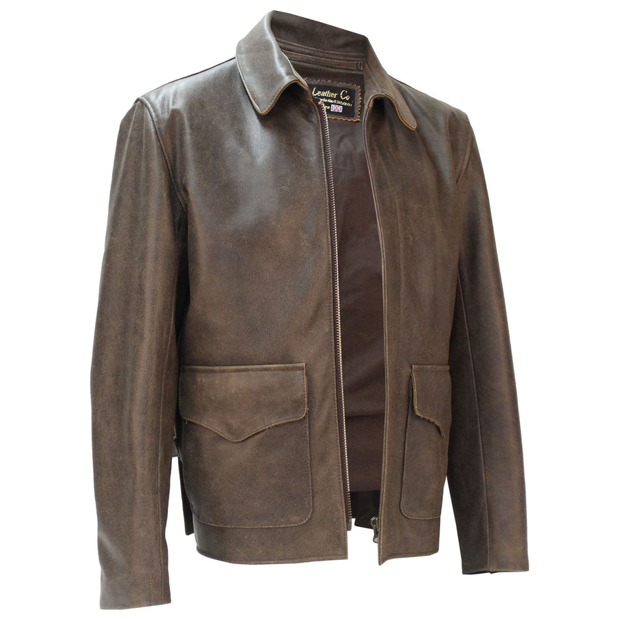 Raiders of Lost Ark Leather Jacket in Pre-distressed Hide