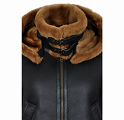 Woman’s Hooded Sheepskin Jacket Aviator B3 Style Brown / Ginger (Erin)