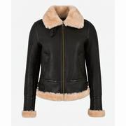 Woman’s Sheepskin Jacket Classic B3 Aviator Brown / Beige (Erin)