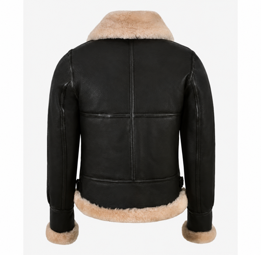 Woman’s Sheepskin Jacket Classic B3 Aviator Brown / Beige (Erin)