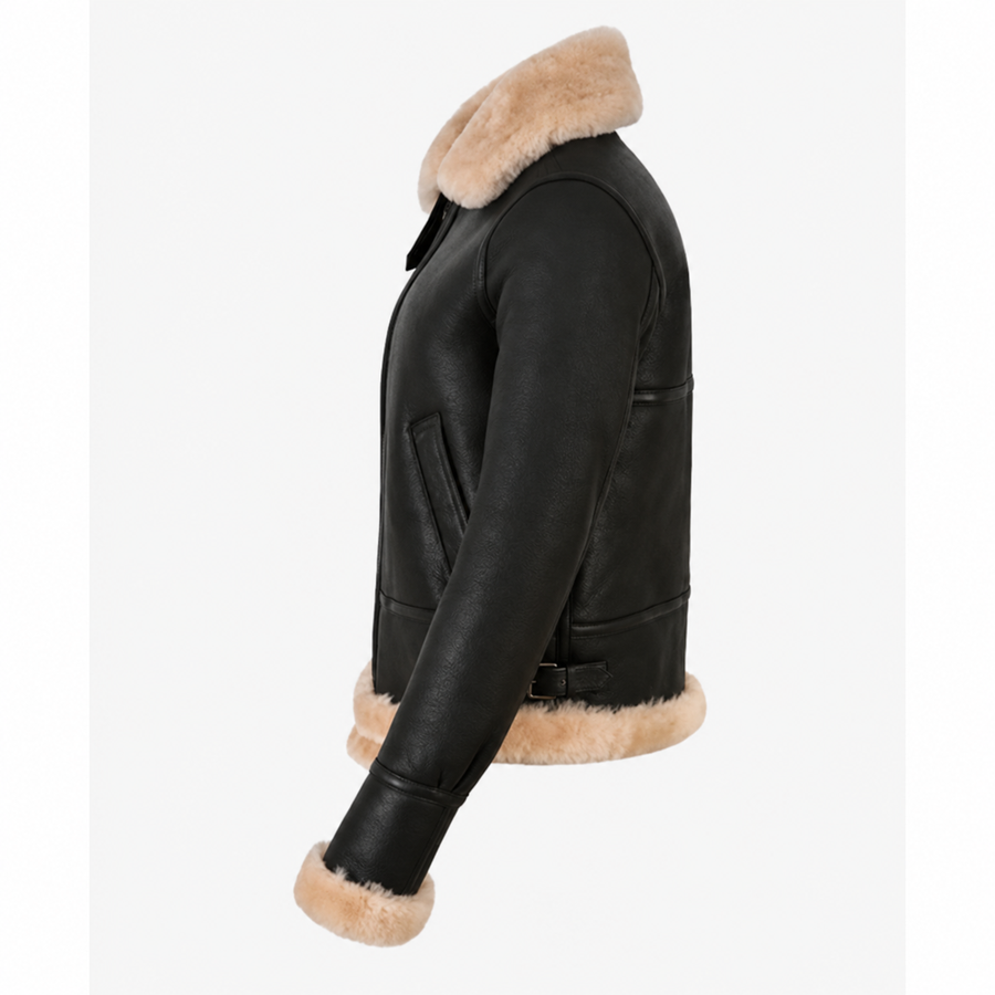 Woman’s Sheepskin Jacket Classic B3 Aviator Brown / Beige (Erin)