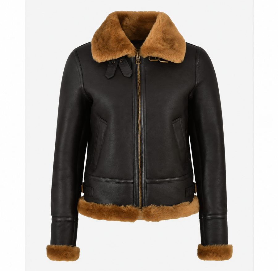 Woman’s Sheepskin Jacket Classic B3 Aviator Brown / Ginger (Erin)