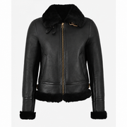 Woman’s Sheepskin Jacket Classic B3 Aviator Black / Black (Erin)