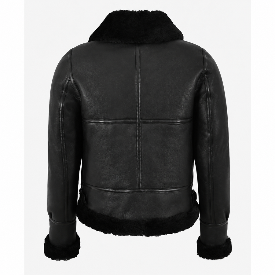 Woman’s Sheepskin Jacket Classic B3 Aviator Black / Black (Erin)