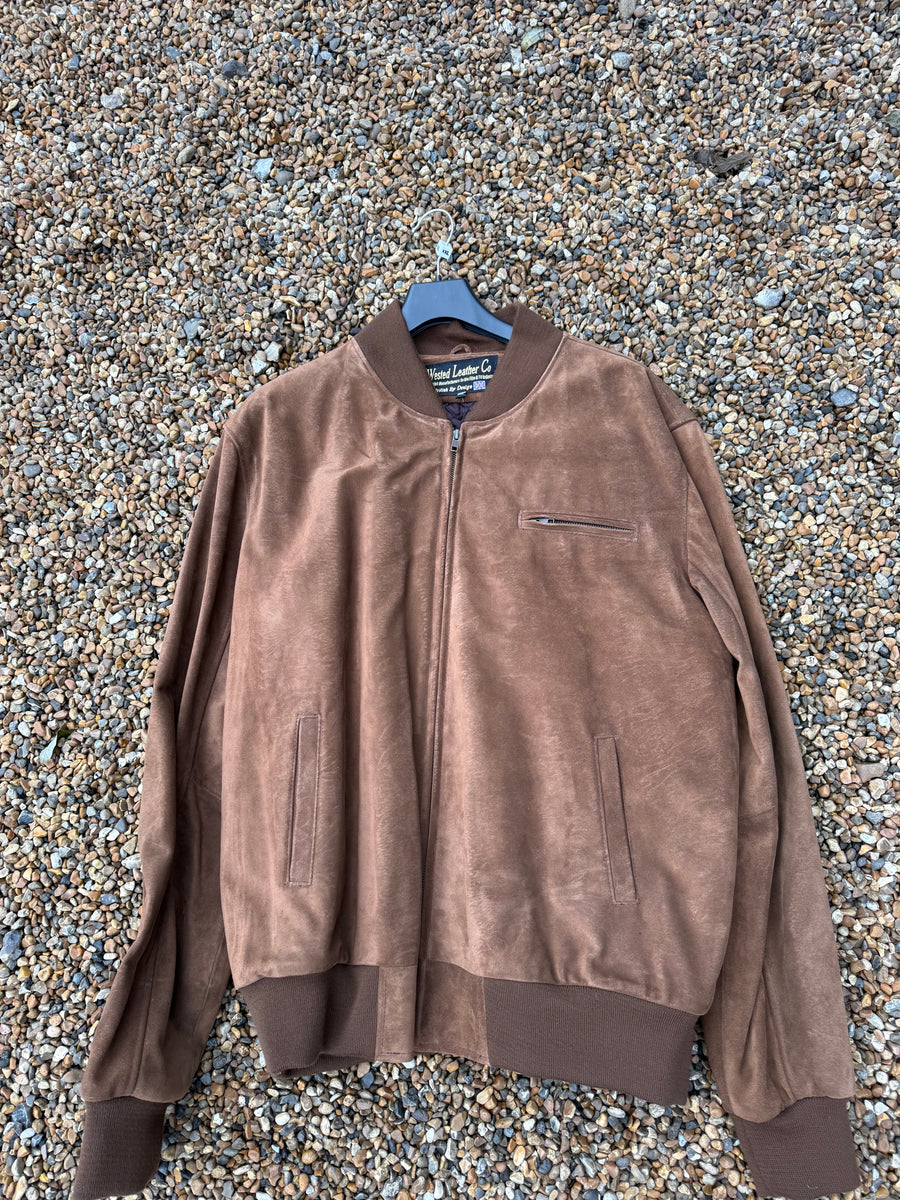 Sale 18112502 Mens Light Brown Suede Bomber Jacket Size 2-XL