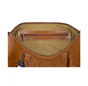 Leather Holdall Round Travel Bag In Tan