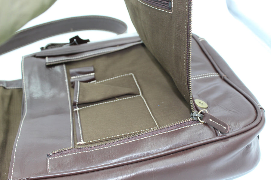 Luxury Brown Leather Cross Body Bag,Messenger Bag, Ipad Bag