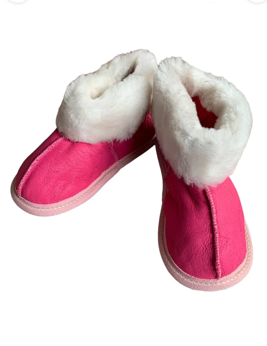 Children Sheepskin Pink Slippers, Real Sheepskin, Hand made