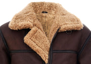 Mens Vintage Brown  Sheepskin  Flying  Jacket (ED)