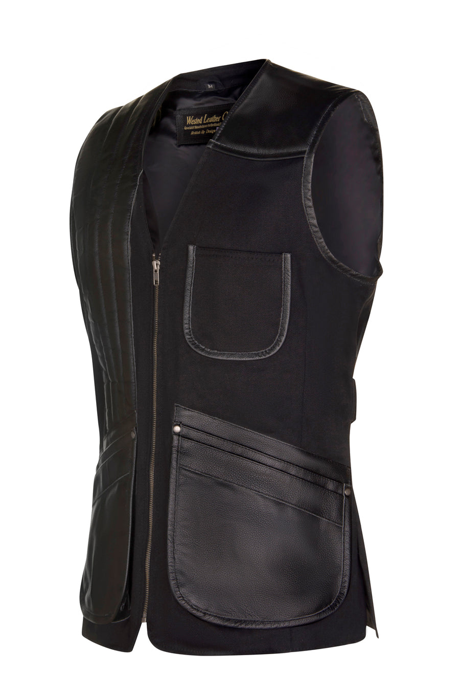 Right Handed Skeet/Shooting Vest in Black Hide with Cotton aspects